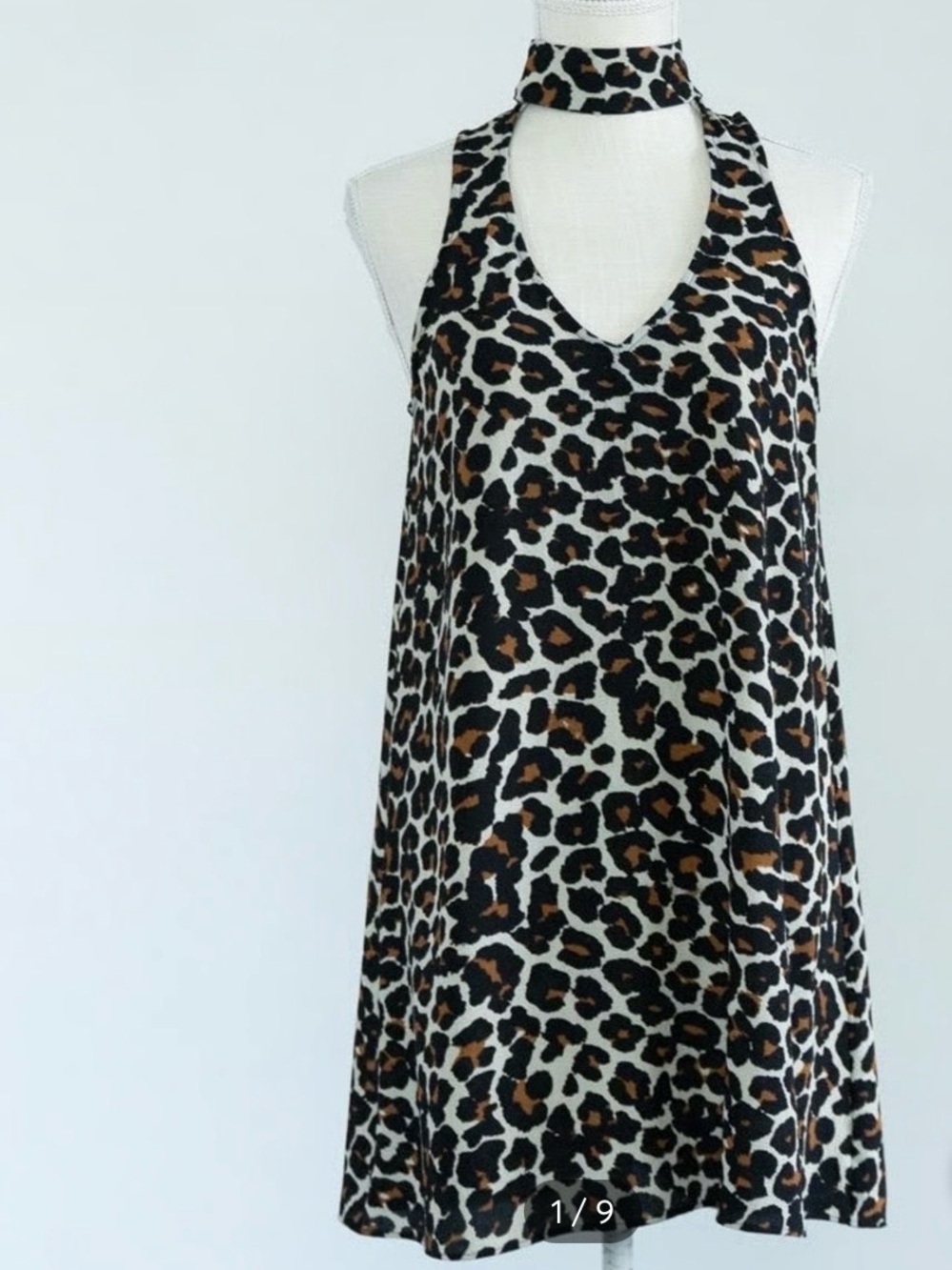 Show me Your Mumu Womens Friday Choker Leopard Print Mini Dress Sz M